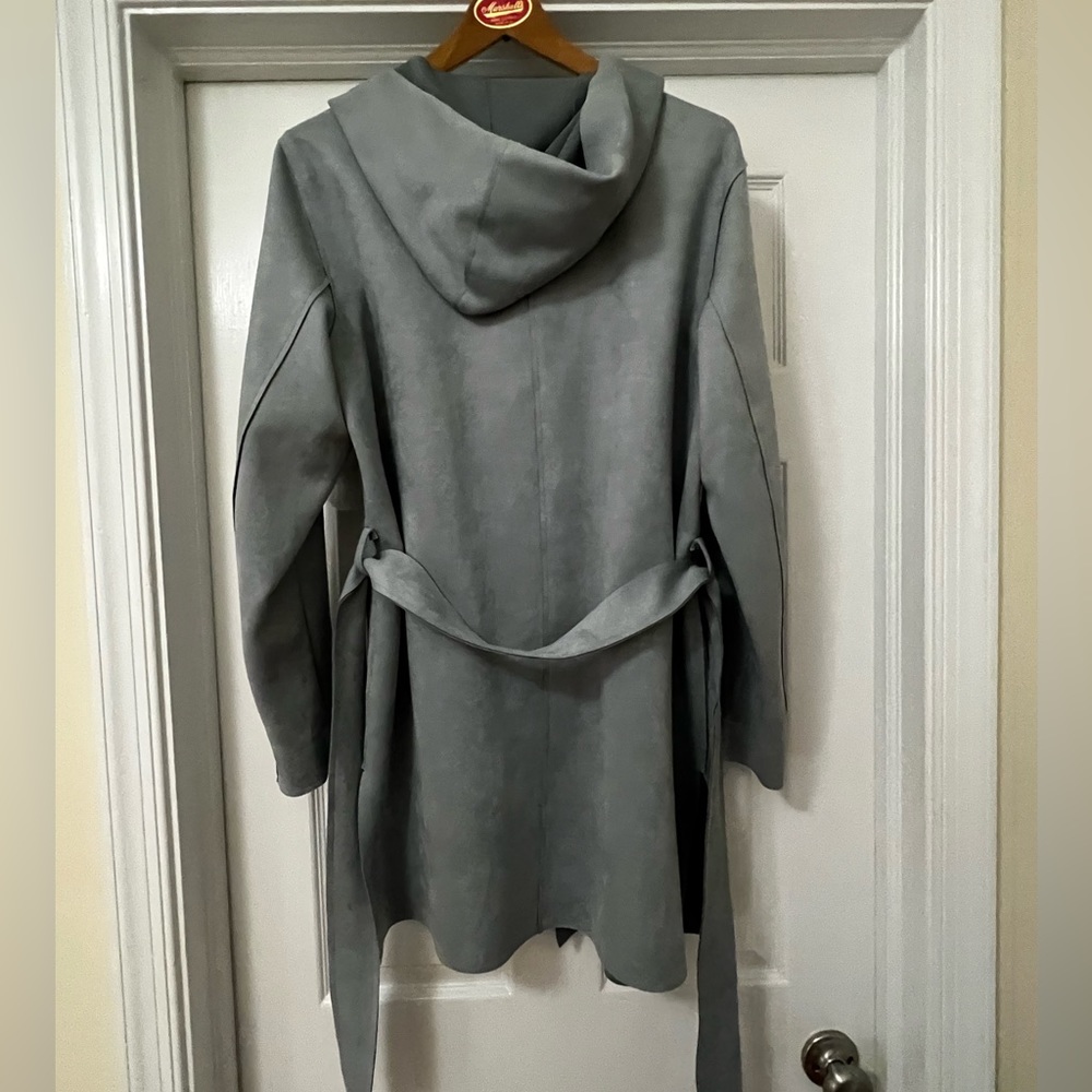 Listicle Faux Suede Open Cardigan  with Waist Ties